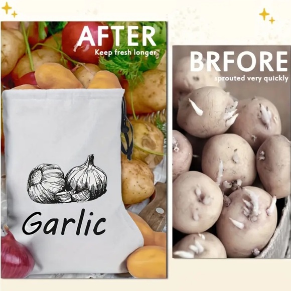 White Vegetable Storage Bags Set - Picture 3 of 12